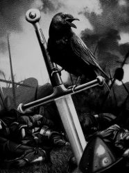 Rabe auf Schwert